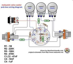 the wiring diagram for an electric guitar with three knobs and two switches on each side