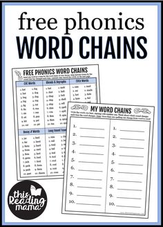 the free phonics word chains for kids