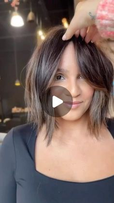 Lob With Curtain Bangs Side Part, Bob Curtain Bangs Brunette, Short Bob With Long Curtain Bangs, Straight Shirt Hair, Long Curtain Bangs Bob, Short Hair Styling With Bangs, Choppy Brunette Bob, Curtain Bangs On A Bob, Brown Bob Haircut With Highlights