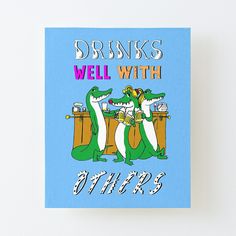 there are two crocodiles that are drinking beer