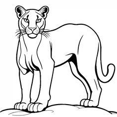 a black and white drawing of a lion standing on top of a rock with its mouth open