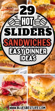 A collection of baked sliders that are great for appetizers of dinner ideas easy.