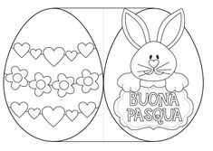 an easter egg coloring page with the words, bunny and heart shaped eggs on it