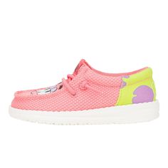 HEYDUDE | Little Kids' Shoes | Wally Funk Toddler Spongebob Patrick - Pink/green | Size 10 - Have them step into the shoes of a legend (well, a pink, lazy one) with these Patrick Star themed kicks! Breezy mesh that lets their feet feel like they don’t live under a rock, and no-tie elastic laces for the perfect fit–because who needs laces with relaxation this built-in? Easy on, easy off, perfect for wherever their next nap...or adventure takes them. Shoe Specs: Mesh top Elastic laces​ Lightweight outsole ​ Flexible outsole ​ Easy-on system​ Travel ready​ Removable foam insoleRelaxed Fit: Ample roominess allows for laid-back, easygoing feel Little Kids' Shoes, Wally Funk Toddler SpongeBob Patrick - Pink/Green, Hey Dude, HEYDUDE | Little Kids' Shoes | Wally Funk Toddler Spongebob Patrick - Pi School Uniform Shoes, School Uniform Kids, Spongebob Patrick, Living Under A Rock, Patrick Star, Hey Dude, Kids Sale, Elastic Laces, Kids Prints