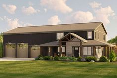 this is an artist's rendering of a two - story house in the country