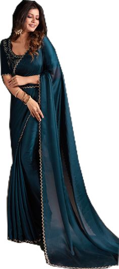 Blue Color Saree, Festive Saree, Reception Saree, Blouse Length, Chiffon Fabric, Petticoat, Blue Fashion, Chiffon, Blue Color