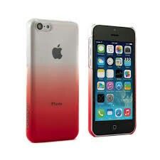 an iphone is shown with red and white ombrees on the front, and back