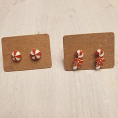 2 Pair Of Small Christmas Earrings New Never Used. Peppermint And Candy Canes! The Back Of One Of The Candy Canes Appears To Be Slightly Bent, See Last Pic. Cute Red Earrings For Christmas, Cute Red Christmas Earrings, Peppermint Candy Earrings, Christmas Earrings, Candy Canes, Lady In Red, Candy Cane, Peppermint, New Color