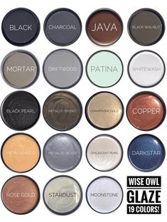 various eyeshades with different names and colors for each eye shadow color, including black,