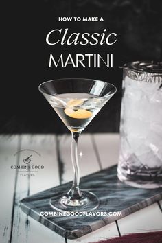 a martini glass with lemons in it and the title how to make a classic martini