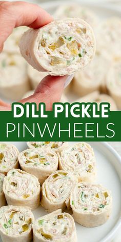 this is an image of dill pickle pinwheels on a white plate