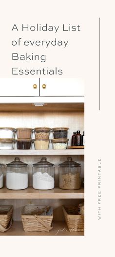 an image of baking supply list for the everyday baker, with text overlaying it