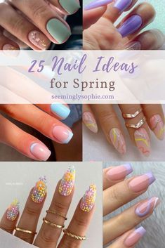 Pastel Swirl Nails, Foil Nail Designs, Nail Designs For Spring, Spring Coming, Acrylic Nail Ideas, Purple French, April Nails