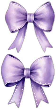 two purple bows with white dots on them