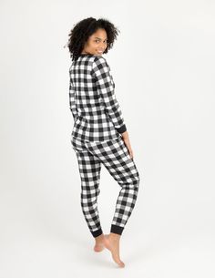 black and white plaid women's cotton pajama Family Holiday Pictures, Pyjamas Womens, Comfortable Pajamas, Cotton Pajamas, Plaid Pajamas, Black And White Plaid, Like Animals, Cotton Pyjamas, Plaid Design