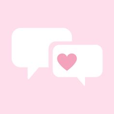 two white speech bubbles with a pink heart