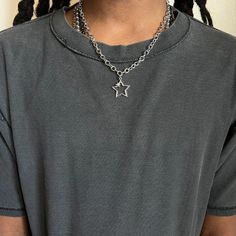 Y2k 2000s Star Chain Cute Goth Grunge Silver Necklace These Chains Are Unisex! Adjustable Length Brand New Streetwear Jewelry, Silver Money Clip, Turquoise Men, Stainless Steel Cross Pendant, Mens Silver Jewelry, Y2k Necklace, Cute Goth, Skull Pendant Necklace, Star Chain