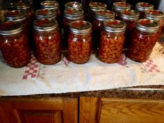 there are many jars that have beans in them