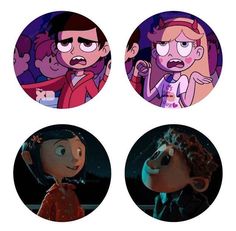 three circles with cartoon characters in the middle one has an angry woman and another has a man