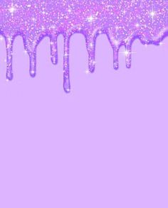 pink glitter wallpaper with white stars and drips on the bottom, in front of a purple background