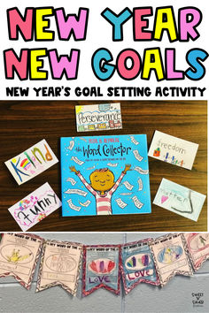 Celebrate the new year with your elementary students with this engaging and interactive New Year’s goal-setting activity for kids. This New Year writing activity for kids is a great way to get students excited about writing and goal setting.  This New Year’s craft for kids makes an adorable New Year’s bulletin board. After reading The Word Collector students get to complete this simple New Year's activity for students! Use the New Year’s goal template and brainstorming map today! Word For The New Year, New Year Writing, 4th Grade Classroom Setup, Goal Setting Activity, New Year Goal Setting, Goal Template, Goal Setting Activities, Gifted Students, Teacher Leader