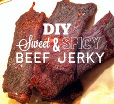 beef and spicy sauce on a plate with the words diy sweet & spicy