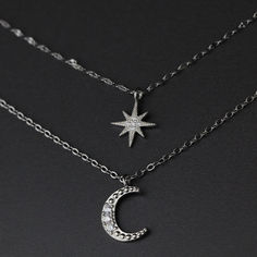 Shop celestial jewellery in the Halloween collection now! Layered Chains, Crescent Moon Necklace, Double Chain