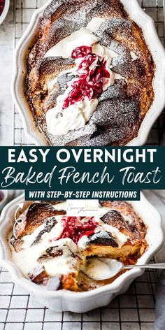 an easy overnight baked french toast with step - by - step instructions