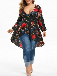 Cheapest and Latest women & men fashion site including categories such as dresses, shoes, bags and jewelry with free shipping all over the world. Plus Size Boho Fashion, Boho Fashion Winter, Applique Blouse, High Low Fashion, Plus Size Bohemian, Shirt Collar Styles, Spring Fashions, Mode Tips, Plus Size Boho