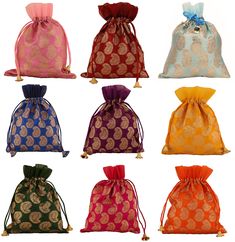 PRICES MAY VARY. Touchstone Drawstring Bags Traditional Indian Handcrafted in Paisley Pattern Brocade fabric. Perfect for Gifts Jewelry Weddings Sweet Distribution Set of 9 Vibrant Multicolor Pouches Purses Potli. SPECIFICATIONS : Pouch Dimension: Length 10 Inches (25 cms). Width 7.25 Inches (18 cms). BRAND: Touchstone has been manufacturing and retailing Indian handcrafted products for 25 years. We recreate the exquisite treasures of Indian jewelry. We also use gorgeous Indian fabrics and motif Large Drawstring Bag, Drawstring Purse, Bridal Party Favors, Potli Bags, Burlap Pillows, Indian Fabric, Gifts Jewelry, Wedding Gifts For Couples, Drawstring Bags