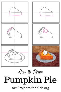 how to draw pumpkin pie for kids with step - by - step instructions and pictures