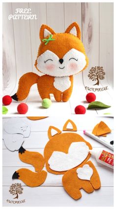 an image of a stuffed fox with its eyes closed and nose wide open, surrounded by other felt animals