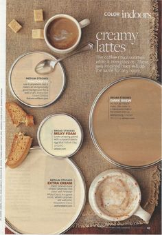 an article in the magazine shows different types of coffee and creams on top of each other