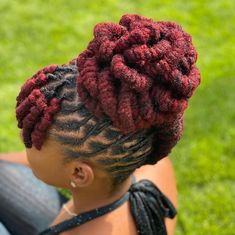 Burgundy Soft Locs, Soft Locs Styles, Hear Styles, Temporary Dreadlocks, Loc Braids, Loc Crown, Crown Styles, Red Burgundy Hair Color