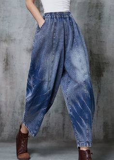 Plus Size Blue Oversized Patchwork Denim Crop Pants SpringFabric: Denim FabricSize & Fit: This garment fits true to size.Length: Size 2XL measures 34.71"from waist to hem.Waist:Fitted - elastic waist allows stretch Hip: Loosely Fitted. room for hips. Hand Wash Cold. Cropped Denim Pants, Linen Coat, Long Sleeve Outfits, Patchwork Denim, Short Summer Dresses, Cheongsam Dress, Half Sleeve Dresses, Spring Fabric, Summer Dress Outfits