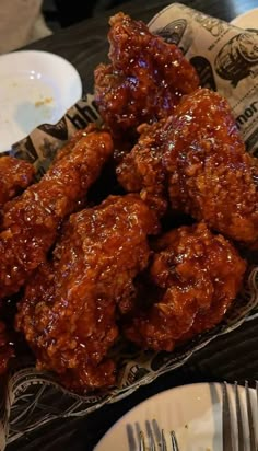 some fried food sitting on top of a table