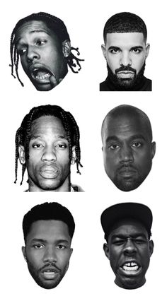 six black men with dreadlocks are shown in the same image as one another