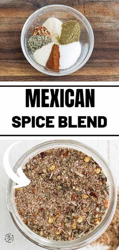 mexican spice blend in a glass bowl on top of a wooden table