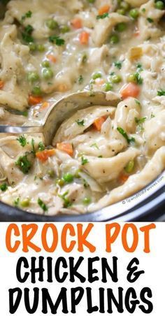 the crock pot chicken and dumplings is ready to be eaten