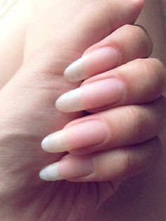 Natural nails Natural Almond Nails, Acrylic Nails Natural, Ballerina Nails Designs, Long Almond Nails, Natural Nail Designs, Diy Designs, Almond Shape Nails, Almond Nails Designs