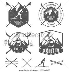 the logos for ski and snowboard clubs are shown in black and white, with different designs