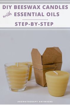 an image of candles with the title diy beeswax candles with essential oils step - by - step