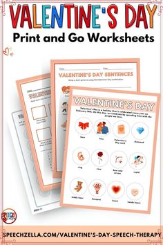 valentine's day print and go worksheets