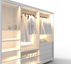 Closet lighting idea. Wardrobe Lighting, Open Wardrobe, Small Closets, Build A Closet, Vanity Room, Closet Lighting, Small Closet, Led Light Fixtures, Diy Closet