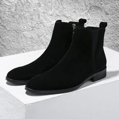 Men's Warm Fur Winter Zip Cow Suede Leather Pointed Toe Chelsea Style Formal Ankle Boots  -  GeraldBlack.com Winter Suede Ankle-high Chelsea Boots, Winter Chelsea Boots With Suede Lining And Round Toe, High-top Martin Boots With Leather Sole, Fall High-top Suede Chelsea Boots, Black Suede Chelsea Boots Ankle-high, Black Suede Ankle-high Chelsea Boots, Casual Suede High Ankle Chelsea Boots, High Ankle Suede Chelsea Boots For Fall, Casual High Ankle Suede Chelsea Boots