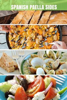 different types of food that include bread, salads and other foods with the words 7 best