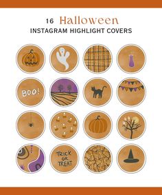 halloween instagram highlight covers with pumpkins, jack - o'- lanterns and more