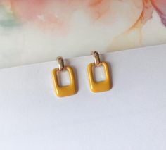 Invisible clip on earrings, Yellow Square Earrings Cheap Yellow Clip-on Earrings, Cheap Yellow Clip-on Earrings For Women, Grey Diamond, Square Earrings, Everyday Earrings, Earrings Photo, Earrings Etsy, Phone Ring, Clip On