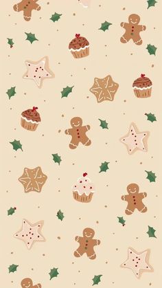 an image of christmas cookies and cupcakes on a beige background