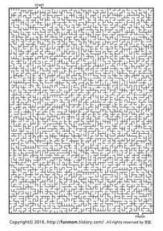 a square maze is shown in black and white